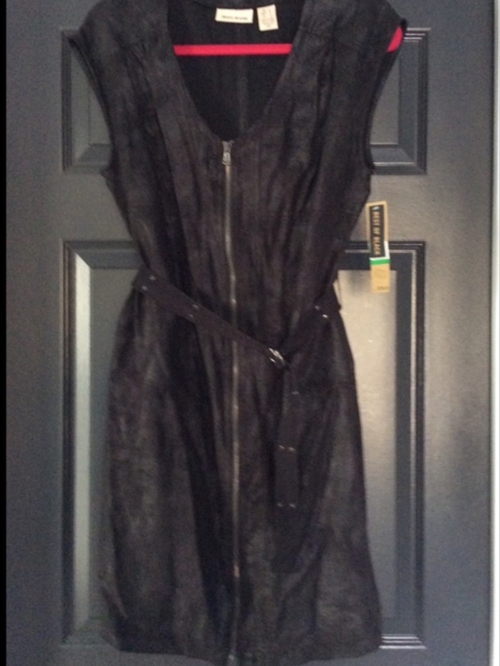 NWT DKNY Faux Suede Belted Moto Dress